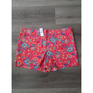 NWT LOFT Women's Size 14 Riviera Chino Shorts Red‎ and Blue Floral Preppy